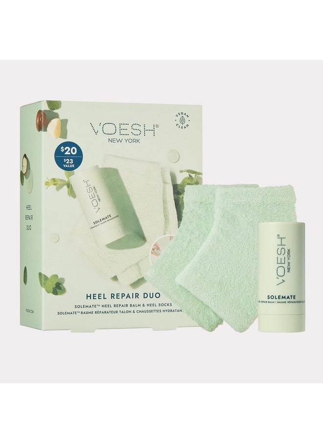 Heel Repair Duo, Solemate Heel Repair Balm & Moisturizing Heel Socks, Cracked Heel Stick Balm, Foot Care For Men & Women, At-Home Foot Care, Fuzzy Heel Socks, Toeless Spa Socks