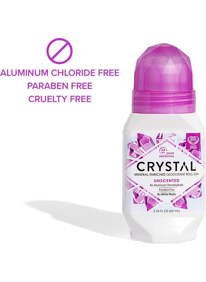Mineral Deodorant Roll-On Unscented Body Deodorant With 24-Hour Odor Protection, Aluminum Chloride & Paraben Free, 2.25 Fl Oz (Packaging May Vary)