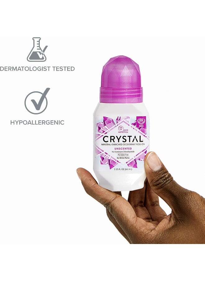 Mineral Deodorant Roll-On Unscented Body Deodorant With 24-Hour Odor Protection, Aluminum Chloride & Paraben Free, 2.25 Fl Oz (Packaging May Vary)