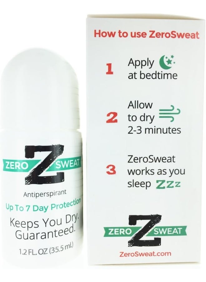 ZeroSweat Antiperspirant Deodorant | Clinical Strength Hyperhidrosis Treatment - Reduces Armpit Sweat 1.2 Fl.Oz (1 Pack)
