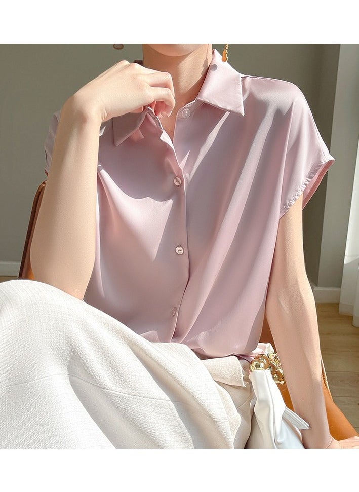 Short-sleeved Loose Fitting Suit With Inner And Outer Style Shirt