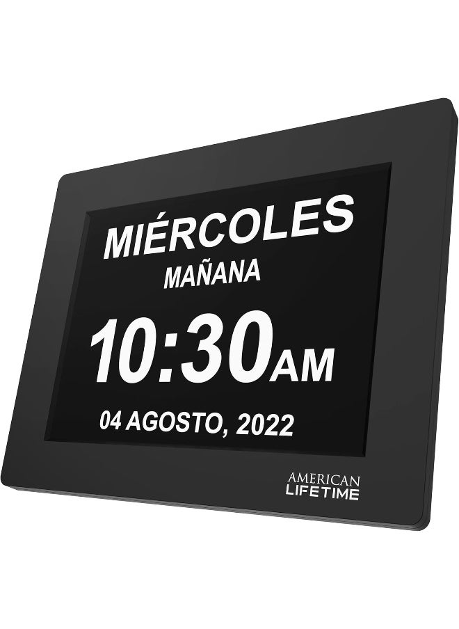American Lifetime New 2025 Dementia Clock Large Digital Clock for Seniors, Alzheimer Clock Large Display with Custom Alarms, Clock with Day & Date for Elderly, Big Number Digital Calendar Black