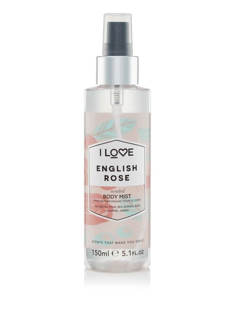 I Love I Love English Rose Scented Body Mist  Floral Body Mist Fragrance  Long Lasting Body Spray with Natural Fruit Extracts  Jasmine and Rose  51 oz