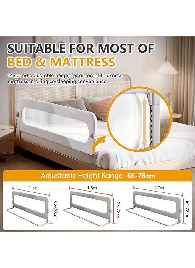 Bed Guard Rail for Toddlers -2M Lift Foldable Toddler Bed Rails for Kids,Safety Toddler Bed Rails with Reinforced Anchor Safety System,Bed Rail for Kids Fit,Bunk,Full Size,Queen,King,Twin