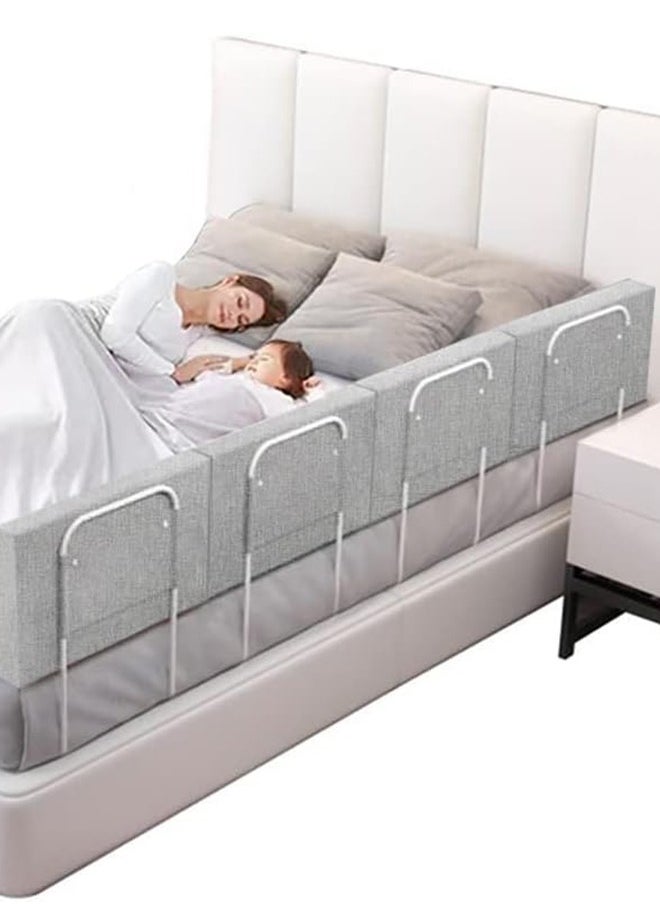 Bed rails for toddler, bed rail guard for kids,upgrade reinforced safety soft fence protector,height adjustable bed guard rail,bed safety barrier protection,Punch free (50x28cm, Grey-4pcs)