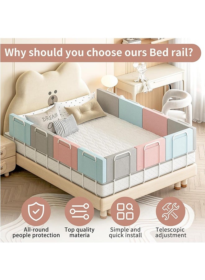 Bed rails for toddler, bed rail guard for kids,upgrade reinforced safety soft fence protector,height adjustable bed guard rail,bed safety barrier protection,Punch free (50x28cm, Pink-4pcs)