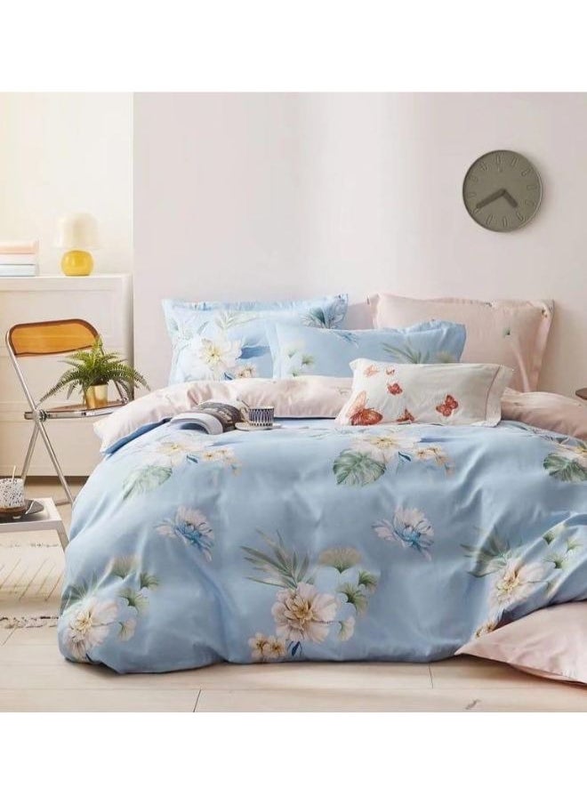 King Size Duvet Cover Set 100% Microfibre, Luxuriously Soft 6 Piece King Size Bedsheet 1xDuvet Cover 220x240cm, 1xFitted Sheet 200x200+30cm, 4xPillow Case 50x75cm