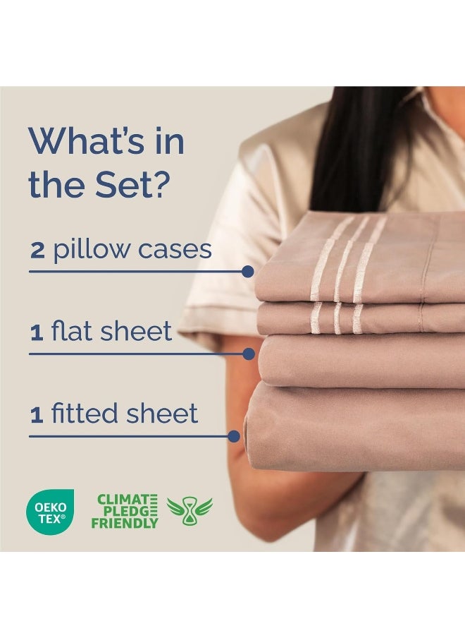 Full Size 4 Piece Bedding Sheet Set - Breathable & Cooling Bed Sheets - Hotel Luxury Bed Sheets for Kids, Teens, Women & Men- Deep Pockets - Easy-fit - Soft & Wrinkle Free - Mauve Oeko-Tex Sheet Set