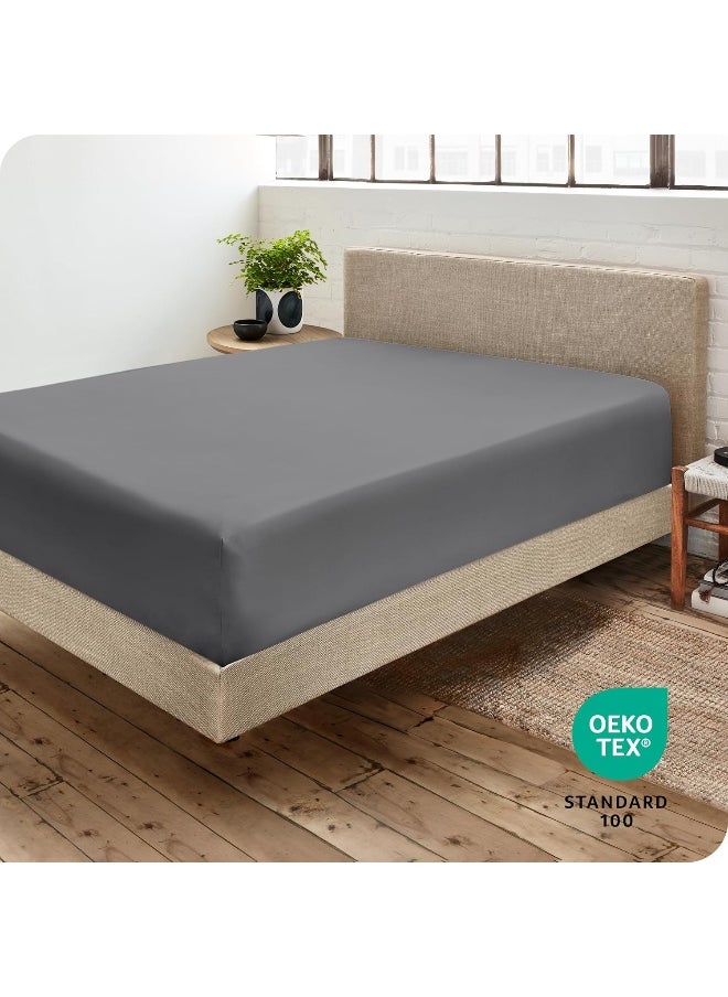 Bare Home Kids Fitted Bottom Sheet Twin - Premium 1800 Ultra-Soft Wrinkle Resistant Microfiber - Hypoallergenic - Deep Pocket (Twin, Grey)