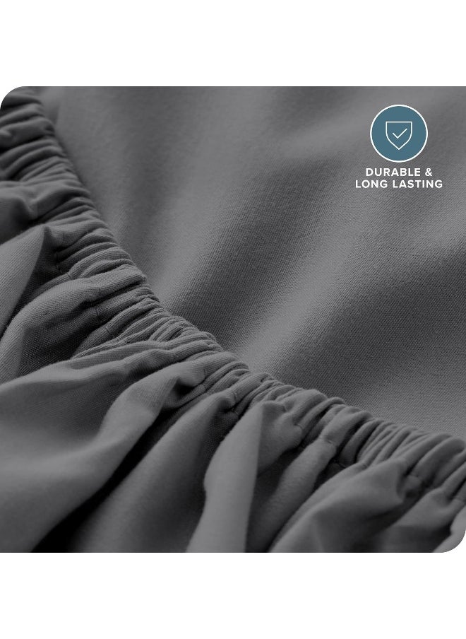 Bare Home Kids Fitted Bottom Sheet Twin - Premium 1800 Ultra-Soft Wrinkle Resistant Microfiber - Hypoallergenic - Deep Pocket (Twin, Grey)