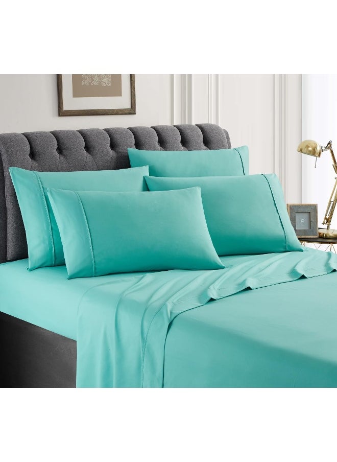 Spirit Linen home Hotel Queen Size Bed Sheets Set - 6PC Solid Ultra Soft Microfiber Bed Sheets - Easy to Clean, Sheets Queen Size with Fitted Sheet, Flat Sheet & Pillowcases