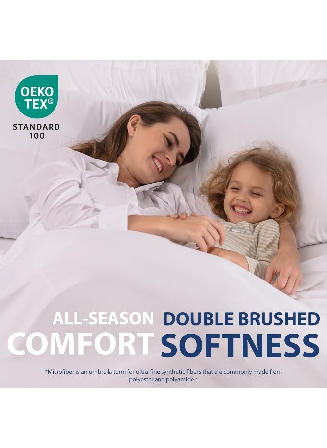 Swift Home Smart Sheets, Ultra Soft Brushed Microfiber 4-Piece Sheet Set, Fitted Bed Sheet with Side Storage Pockets – Coconut Milk, King