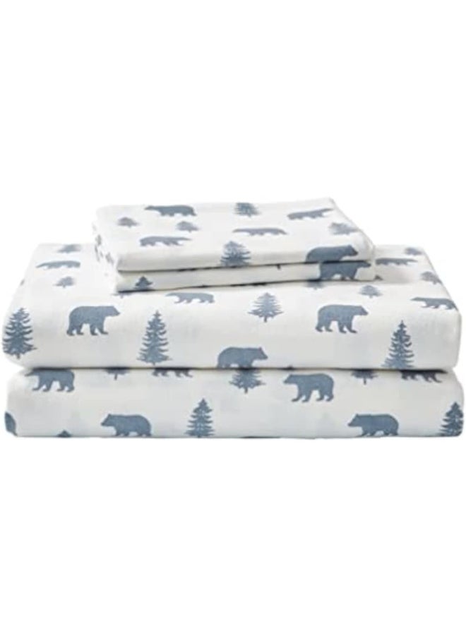 Eddie Bauer - King Sheets, Cotton Flannel Bedding Set, Brushed For Extra Softness, Cozy Home Decor (Bears & Trees, King)