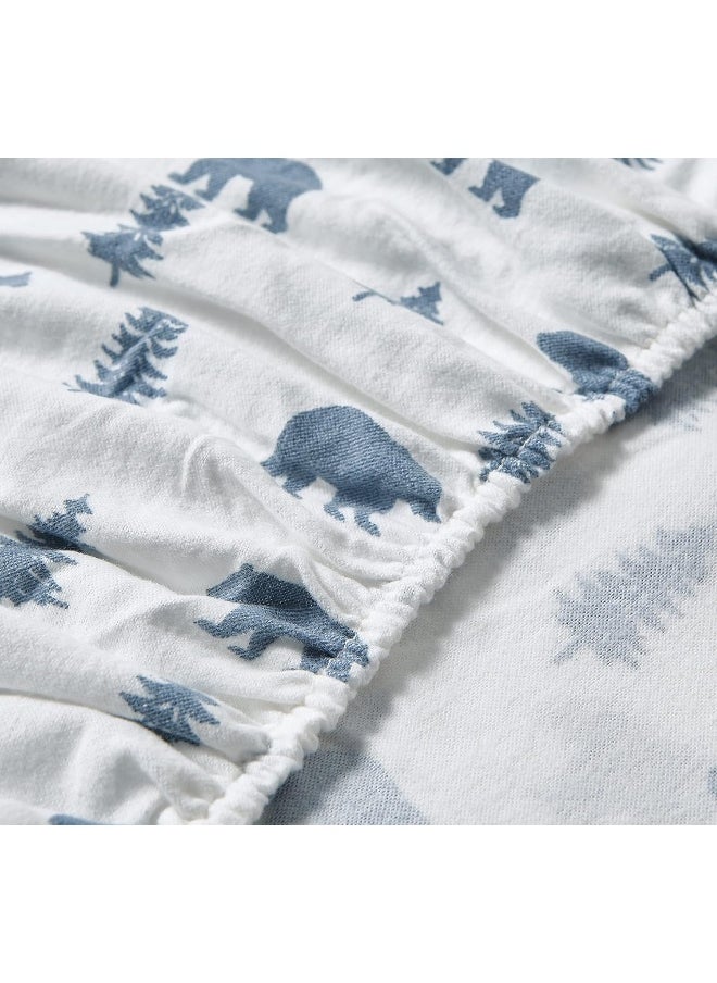 Eddie Bauer - King Sheets, Cotton Flannel Bedding Set, Brushed For Extra Softness, Cozy Home Decor (Bears & Trees, King)