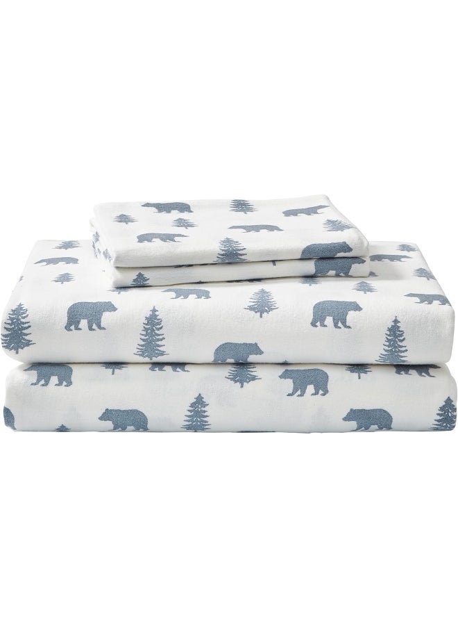 Eddie Bauer - King Sheets, Cotton Flannel Bedding Set, Brushed For Extra Softness, Cozy Home Decor (Bears & Trees, King)