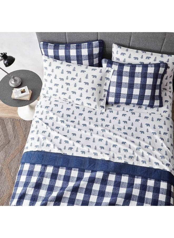 Eddie Bauer - King Sheets, Cotton Flannel Bedding Set, Brushed For Extra Softness, Cozy Home Decor (Bears & Trees, King)