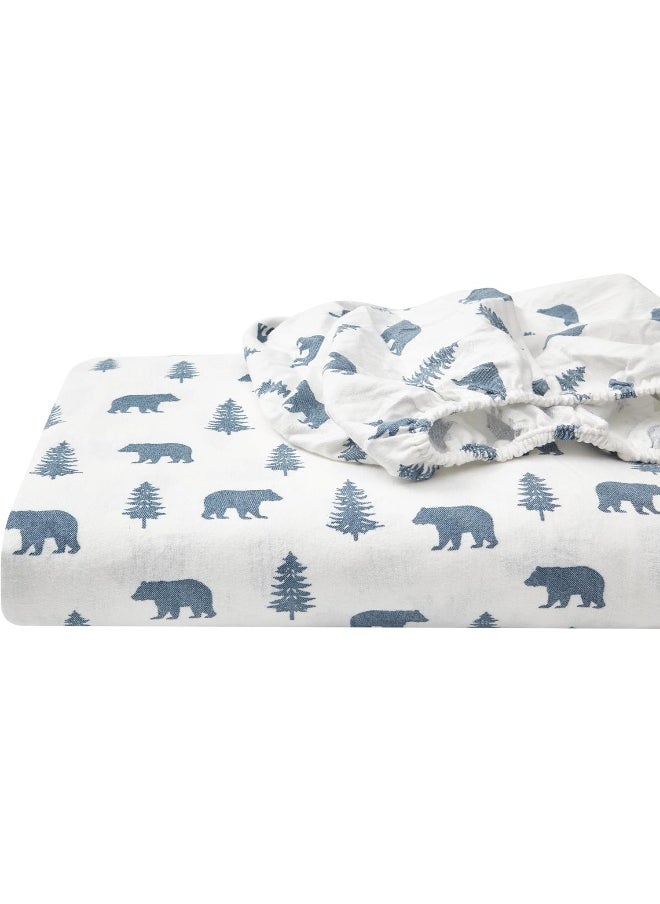 Eddie Bauer - King Sheets, Cotton Flannel Bedding Set, Brushed For Extra Softness, Cozy Home Decor (Bears & Trees, King)