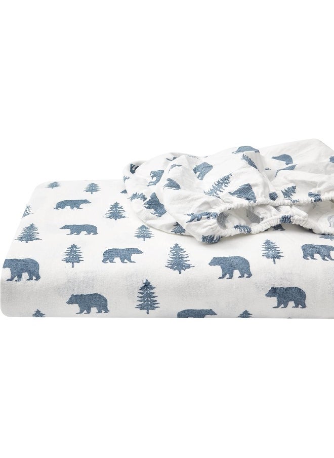 Eddie Bauer - King Sheets, Cotton Flannel Bedding Set, Brushed For Extra Softness, Cozy Home Decor (Bears & Trees, King)