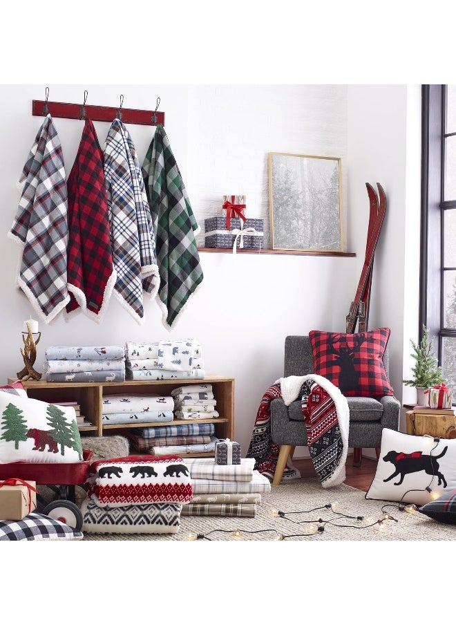 Eddie Bauer - King Sheets, Cotton Flannel Bedding Set, Brushed For Extra Softness, Cozy Home Decor (Bears & Trees, King)