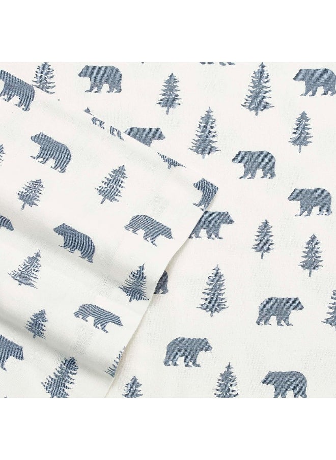 Eddie Bauer - King Sheets, Cotton Flannel Bedding Set, Brushed For Extra Softness, Cozy Home Decor (Bears & Trees, King)