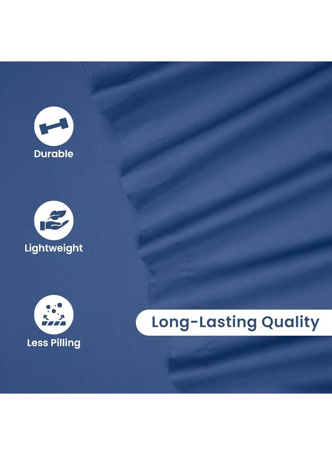 3 Piece Twin Sheets Set | Twin Bed Sheets Set – Light Weight, Soft Breathable Sheets | Brushed Cotton Rich Blend | Secure-Fit, Wrinkle Resistant, Durable, Easy Care Bed Sheets | Comfy Sheets | Blue