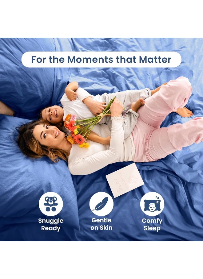3 Piece Twin Sheets Set | Twin Bed Sheets Set – Light Weight, Soft Breathable Sheets | Brushed Cotton Rich Blend | Secure-Fit, Wrinkle Resistant, Durable, Easy Care Bed Sheets | Comfy Sheets | Blue
