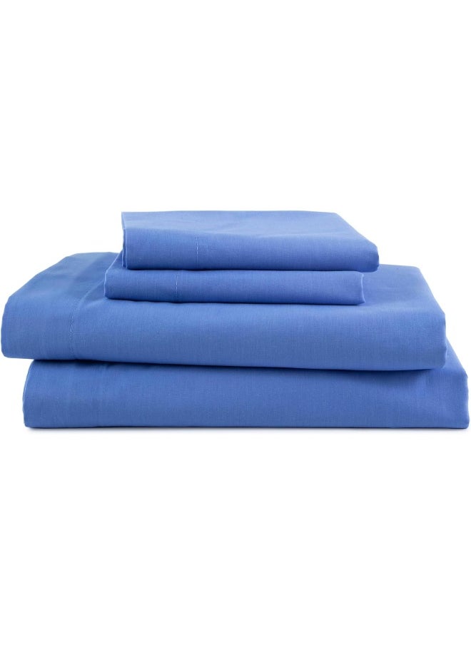 3 Piece Twin Sheets Set | Twin Bed Sheets Set – Light Weight, Soft Breathable Sheets | Brushed Cotton Rich Blend | Secure-Fit, Wrinkle Resistant, Durable, Easy Care Bed Sheets | Comfy Sheets | Blue