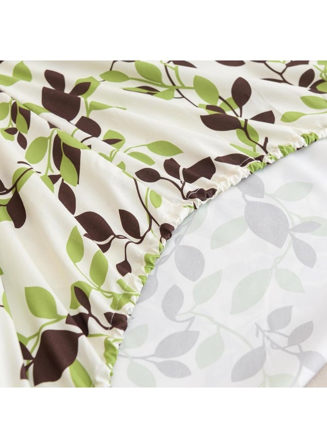 Spirit Linen home Queen Size Bed Sheets Set - 6PC Floral Ultra Soft Microfiber Bed Sheets - Easy to Clean, Sheets Queen Size with Fitted Sheet, Flat Sheet & Pillowcases (Beige/Green Leaves)