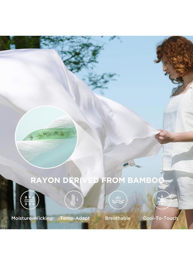 Bedsure Queen Sheets, Rayon Derived from Bamboo, Queen Cooling Sheet Set, Deep Pocket Up to 16