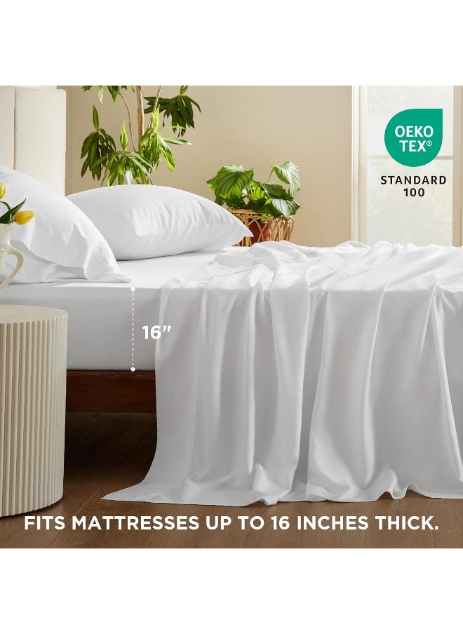 Bedsure Queen Sheets, Rayon Derived from Bamboo, Queen Cooling Sheet Set, Deep Pocket Up to 16
