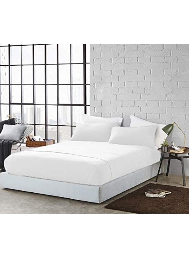 DAN RIVER King Jersey Sheet Set|Luxury Heather 100% Cotton Bed Sheets|T-Shirt Sheets|All Season Bedding|Soft Comfortable Deep Pocket Jersey Cotton Bed Sheets (4Pc, King, White)