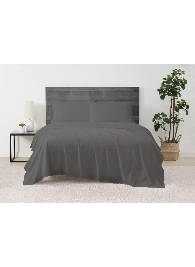Cannon - Solid Percale 5 Piece Split King Sheet and Pillowcase Set - Grey