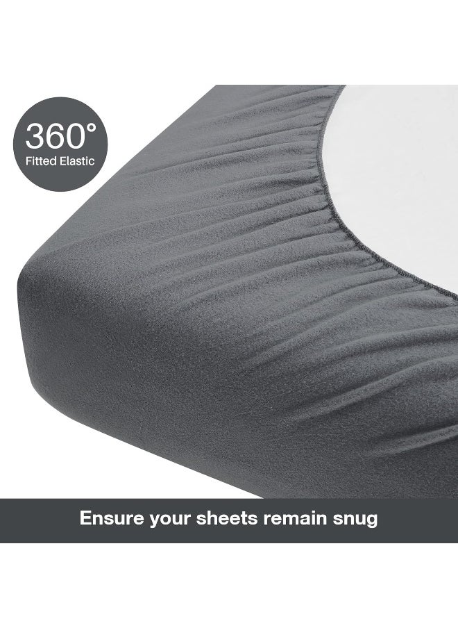 Viviland Plush Micro Fleece Full Bed Sheet Set - Soft Polar Fleece Velvet Sheets - Extra Warm Winter Flannel Bed Sheets with Deep Pocket - Dark Gray - Full