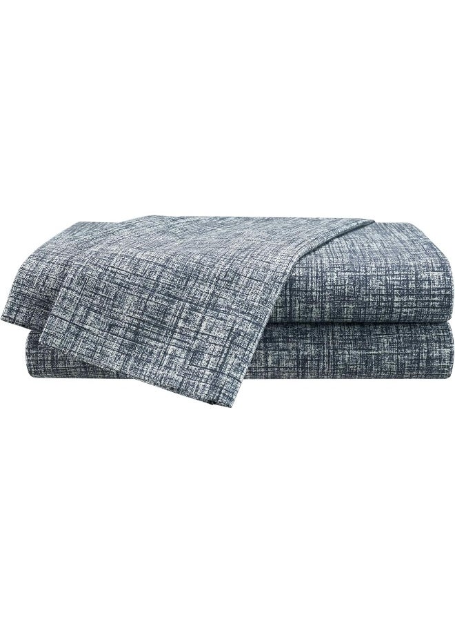 Martex Easy Living Printed Crosshatch Sheet Set Collection, Blue, King