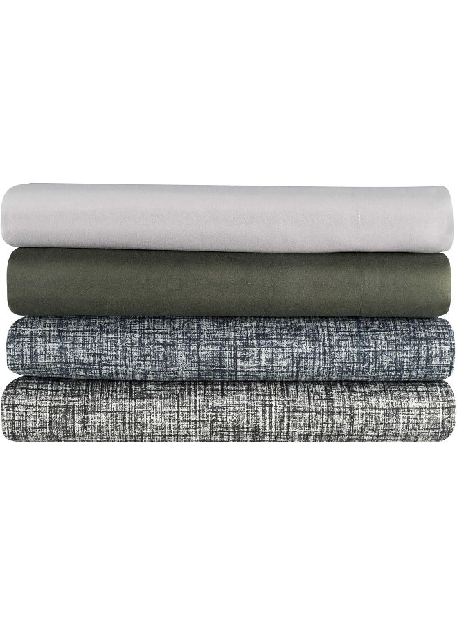 Martex Easy Living Printed Crosshatch Sheet Set Collection, Blue, King