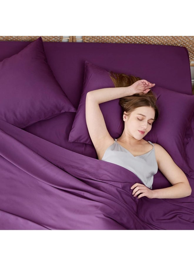 Bedsure Cooling Pillow Cases Standard Size 2, Rayon Derived from Bamboo Cooling Pillowcase for Hot Sleepers, Soft & Silky Pillow Covers with Envelope Closure, Gifts, Dark Purple, 20x26 Inches