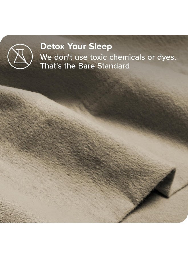 Bare Home Organic Cotton Flannel Sheet Set - Full XL Size - 100% Cotton - Double Brushed for Extra Softness & Comfort - Warm, Cozy, and Durable - Breathable - Bed Sheets (Full XL, Sand)