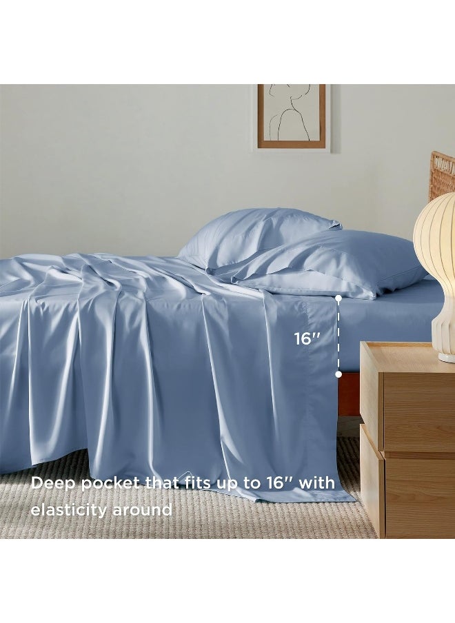 Bedsure Queen Sheets, Rayon Derived from Bamboo, Queen Cooling Sheet Set, Deep Pocket Up to 16