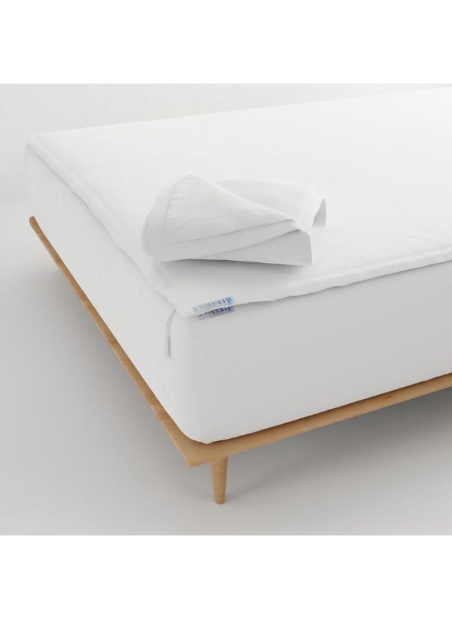 QuickZip Fitted Sheet - Includes 1 Fitted Sheet Base & 2 Zip-On Sheets - Easy to Change, Fold & Wash Queen Sheet - Soft Sateen 400 TC Cotton Fitted Sheets - 16” Deep Pockets Queen Size Sheets – White