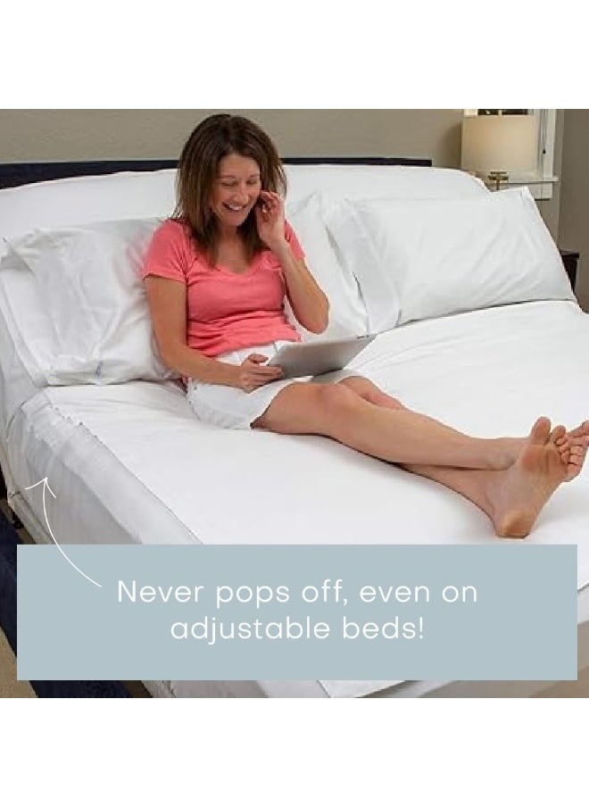 QuickZip Fitted Sheet - Includes 1 Fitted Sheet Base & 2 Zip-On Sheets - Easy to Change, Fold & Wash Queen Sheet - Soft Sateen 400 TC Cotton Fitted Sheets - 16” Deep Pockets Queen Size Sheets – White