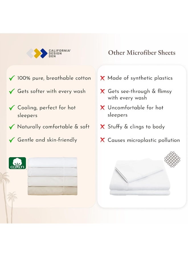 California Design Den Soft 100% Cotton Sheets Full Size Bed Sheet Set with Deep Pockets, 4 Piece Full Size Sheets Set with Sateen Weave, Cooling Sheets (Blue)