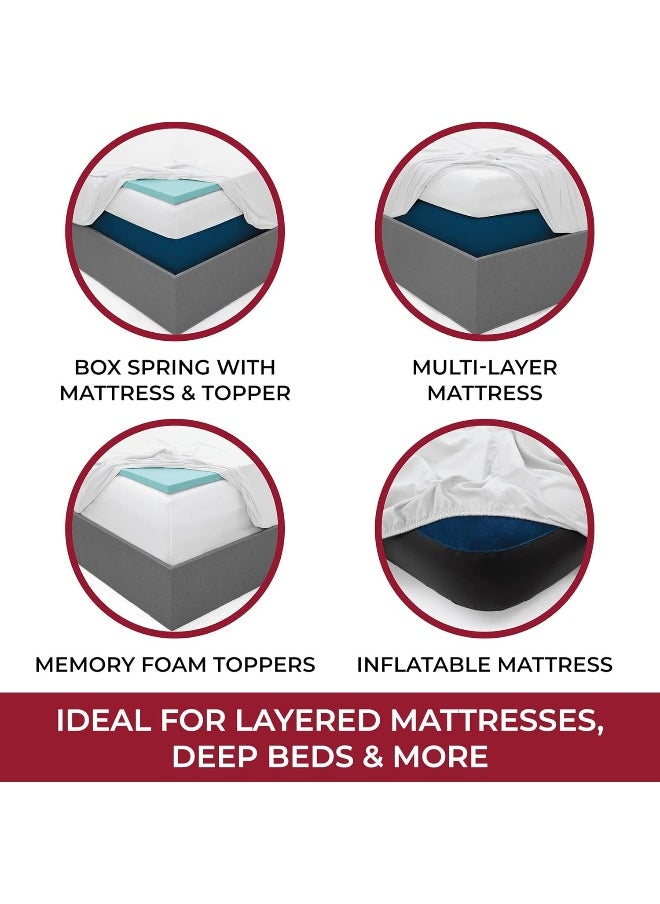 Mellanni Extra Deep Pocket Queen Fitted Sheet - Cooling Sheets up to 21