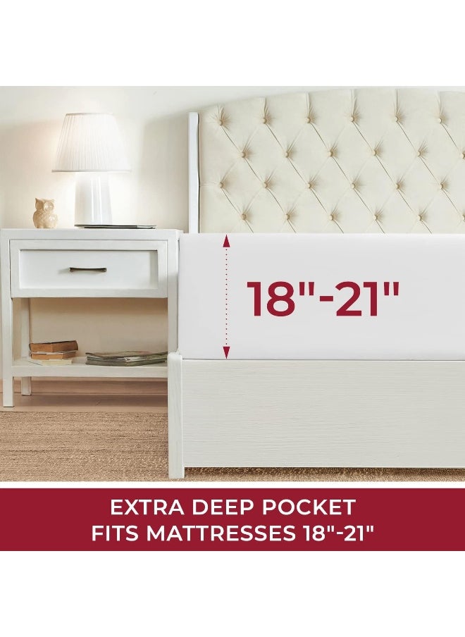 Mellanni Extra Deep Pocket Queen Fitted Sheet - Cooling Sheets up to 21