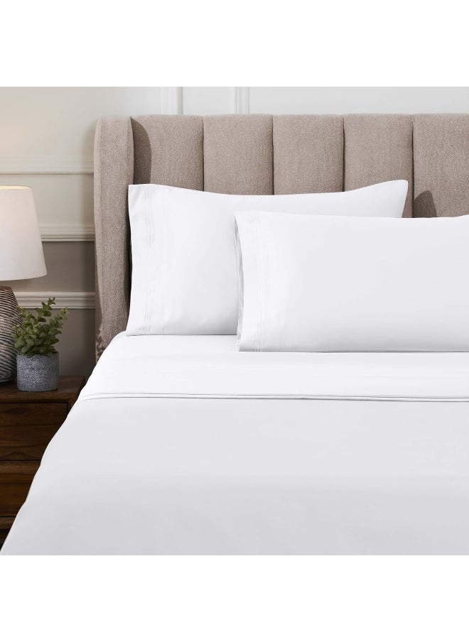 Superior Egyptian Cotton 4 Piece Sheet Set, 1000 Thread Count, Eco-Friendly, Sustainable Sheets, Luxury Basics, Solid, Extra Deep Pocket Fitted Sheet, Flat Sheet, Pillowcases, Full, White