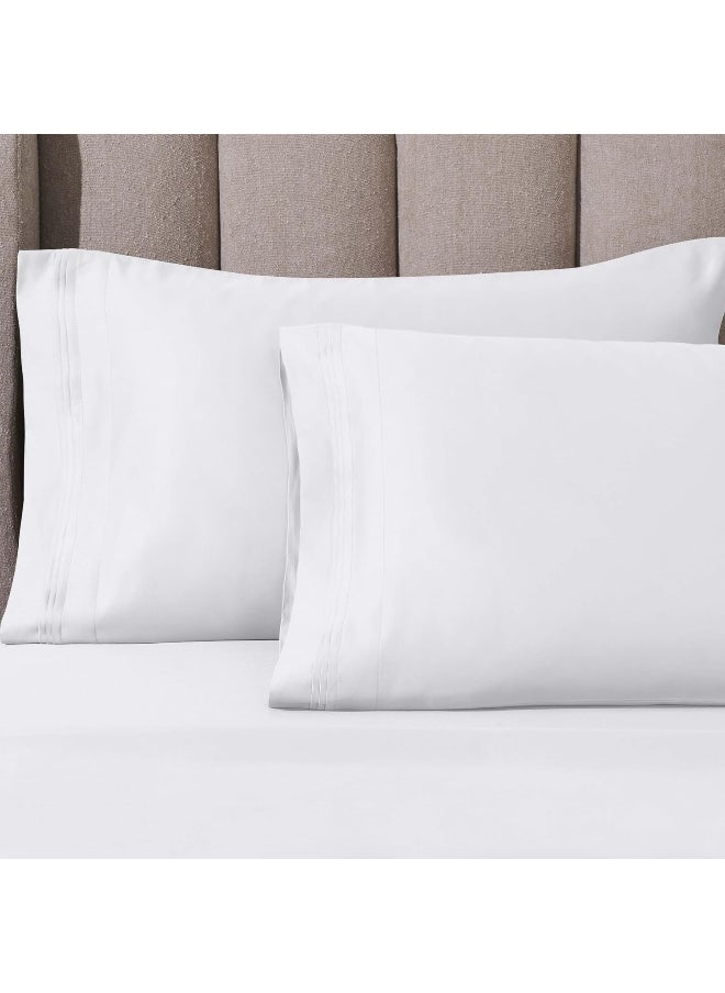 Superior Egyptian Cotton 4 Piece Sheet Set, 1000 Thread Count, Eco-Friendly, Sustainable Sheets, Luxury Basics, Solid, Extra Deep Pocket Fitted Sheet, Flat Sheet, Pillowcases, Full, White