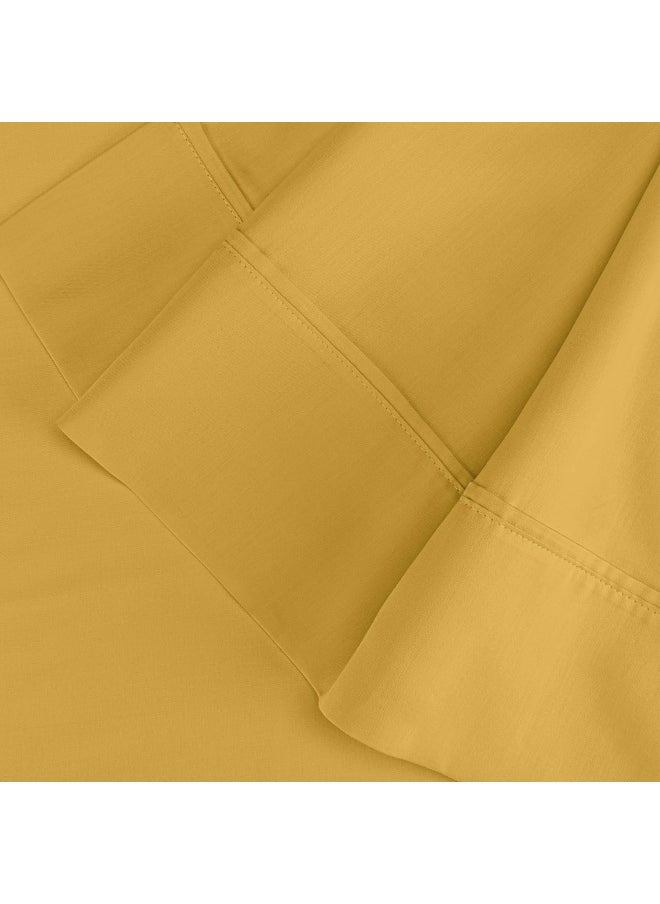 Superior 300 Thread Count Egyptian Cotton Sheet Set, Elastic Fitted Sheet, Flat Sheet, 2 Pillowcases, King, Gold