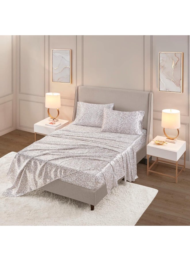 Madison Park Essentials Satin Sheet Set Luxury and Silky with Natural Sheen, Elastic 14
