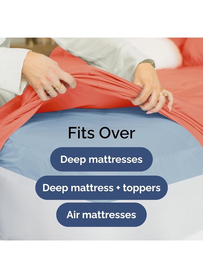 Extra Deep Twin XL Sheet Set - 4 Piece Breathable & Cooling Sheets - Hotel Luxury Bedding Set with 18-24 Inch Extra Deep Pockets - Easy Fit - Super Soft, Wrinkle Free and Comfy - Coral, Twin XL Size