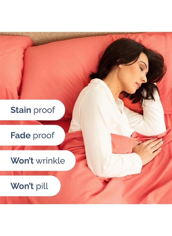 Extra Deep Twin XL Sheet Set - 4 Piece Breathable & Cooling Sheets - Hotel Luxury Bedding Set with 18-24 Inch Extra Deep Pockets - Easy Fit - Super Soft, Wrinkle Free and Comfy - Coral, Twin XL Size