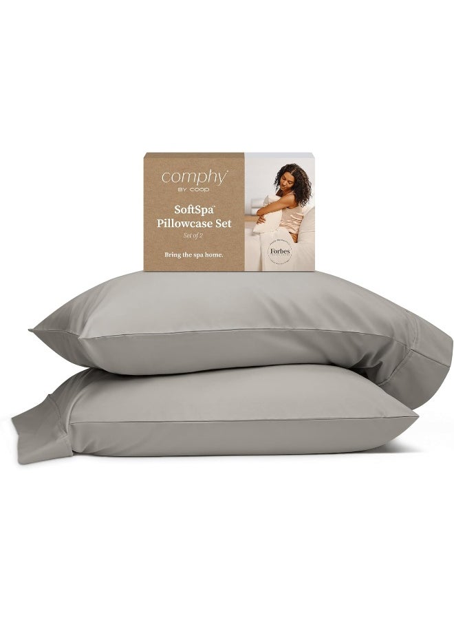SoftSpa Pillowcase Set of 2, Dove Grey Super Soft Pillow Cases King